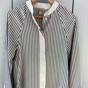 Striped Black and White Button-Up Shirt
